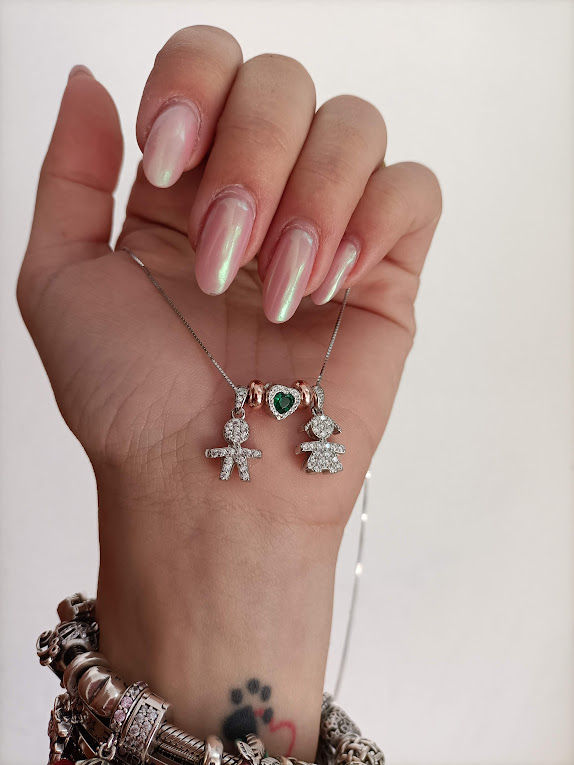 Miniatura: Collana 2 bebè, 2 rondelle, 1 cuore