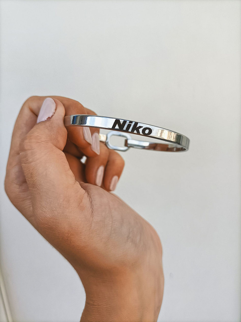 Miniatura: Bracciale manetta chiusura a scatto (Acciaio)