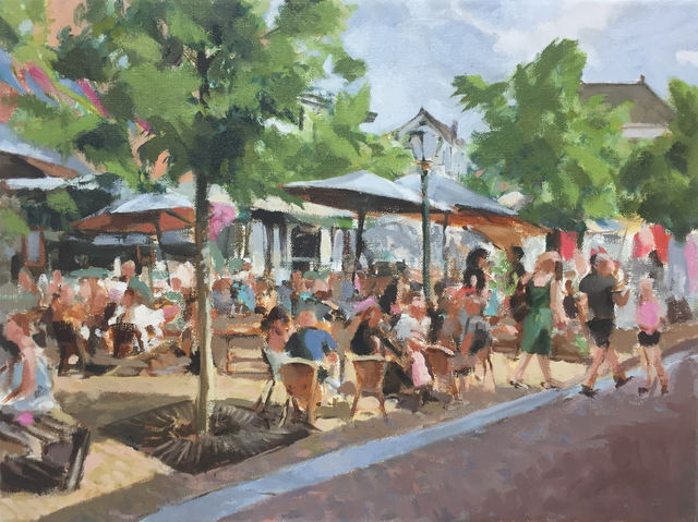 'Zomerterras', schilderij door Dick Tulp