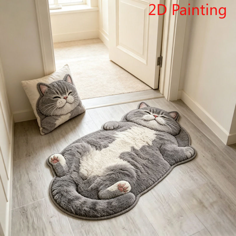 Thumbnail: Diatomaceous Earth Floor Mat with Sleeping Cat Design