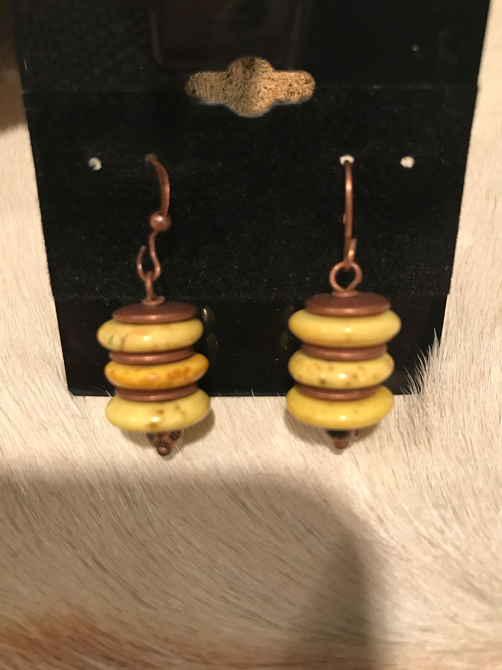 Yellow and bronze earrings with french hook