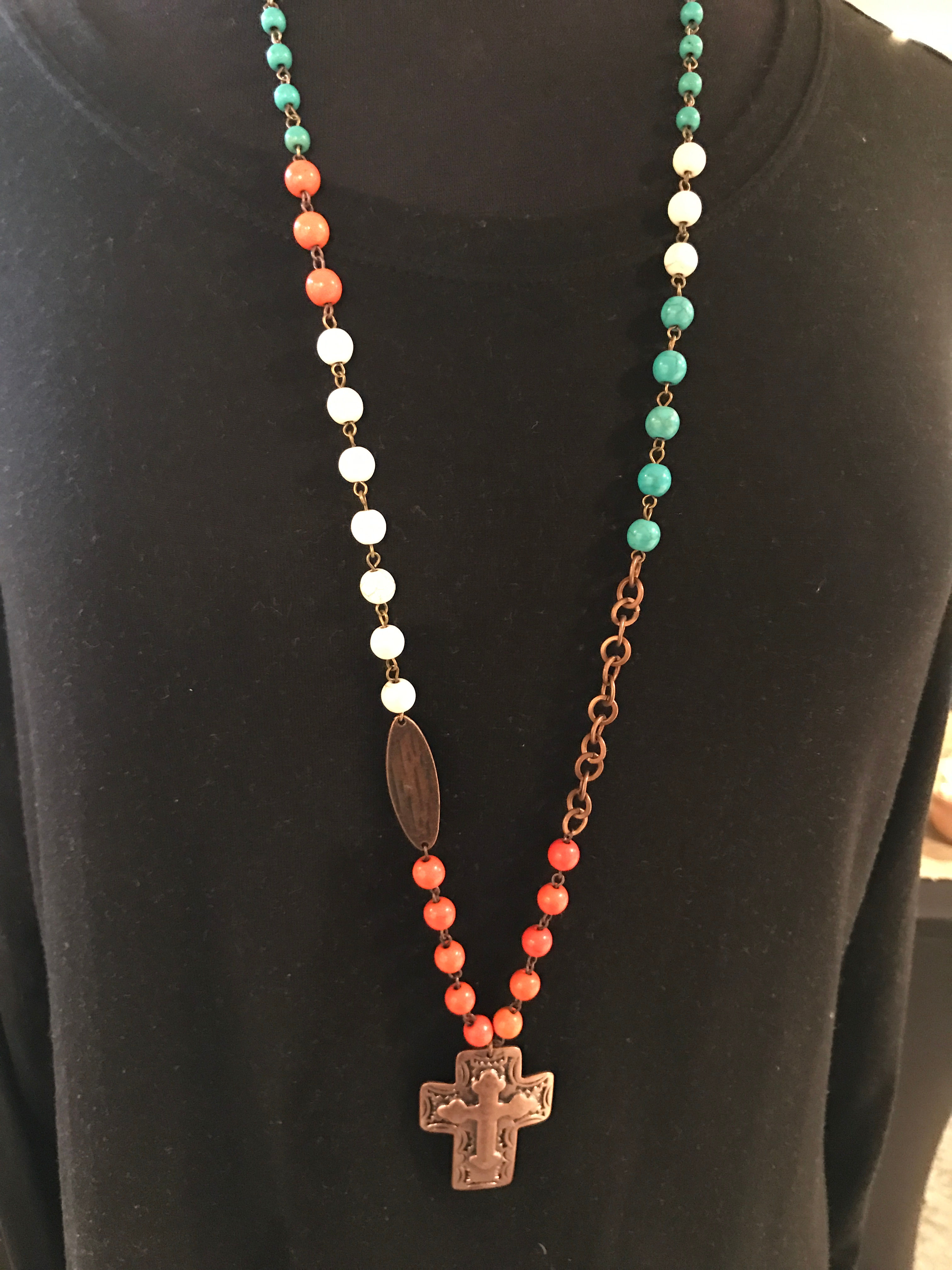 Multi colored bronze Necklace 36 in
