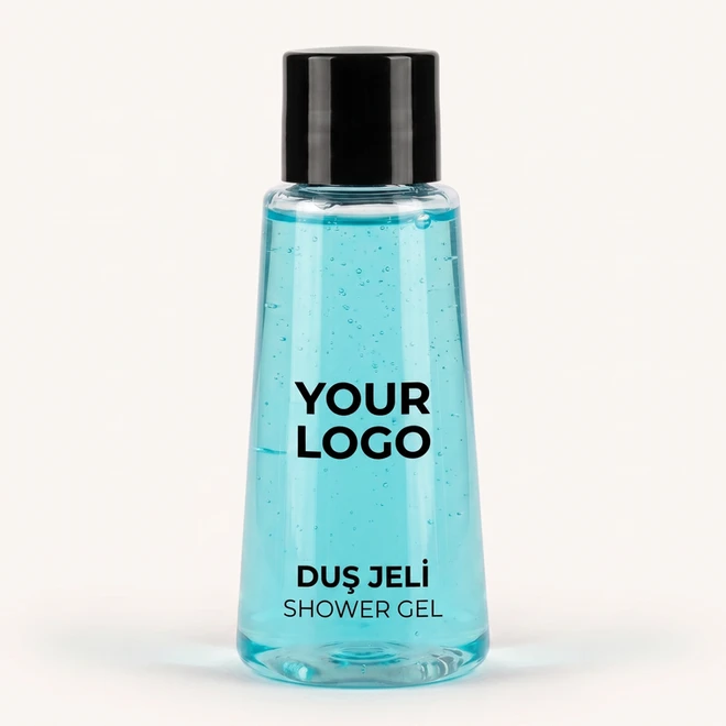 Otel Duş Jeli 35 ml Koni Şişe — Tabana doğru genişleyen konik gövde, dengeli duruş.