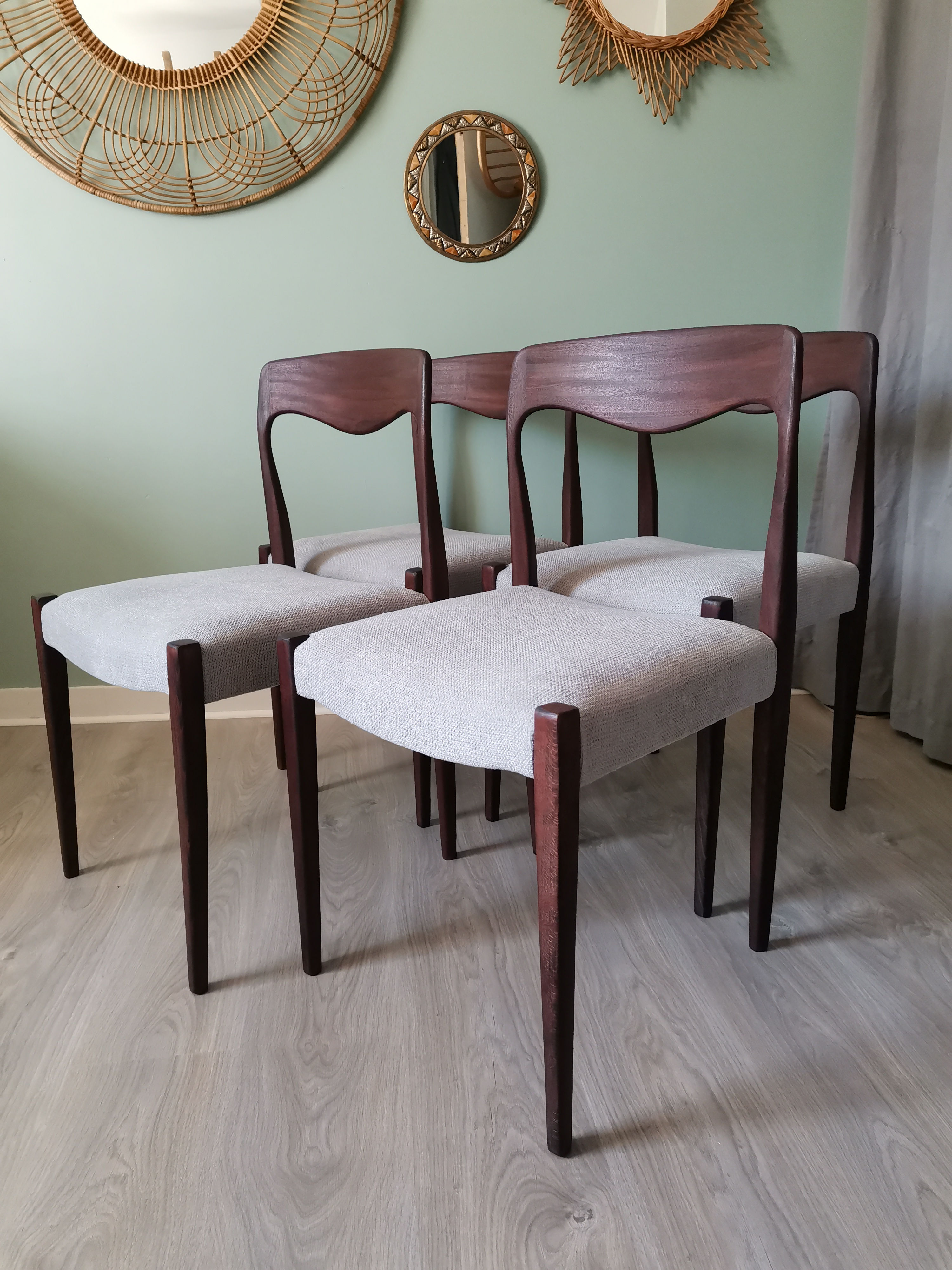 CHAISES SCANDINAVES VELOURS GRIS #4