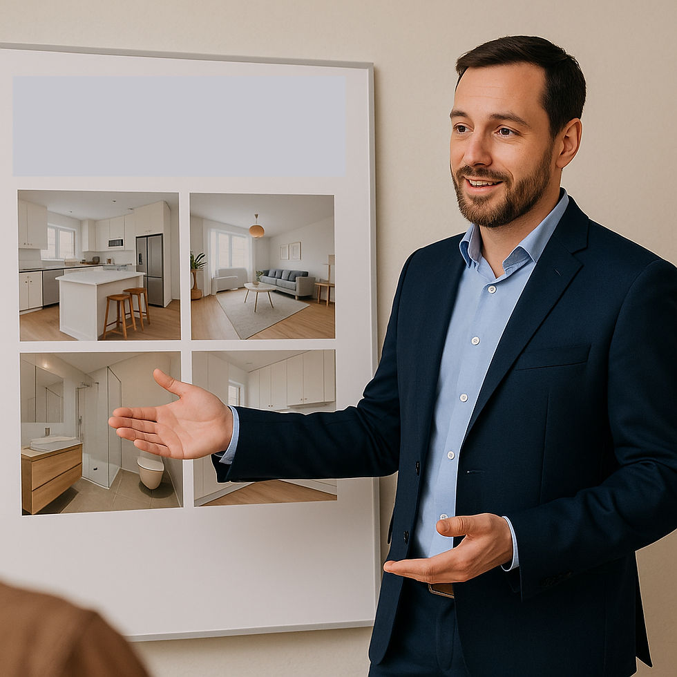 Consultor a apresentar soluções completas de remodelação no Porto