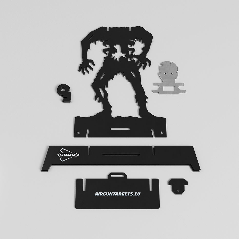 Robust Airgun shooting field target with outstanding zombie silhouette design made from thick steel and plated with zinc