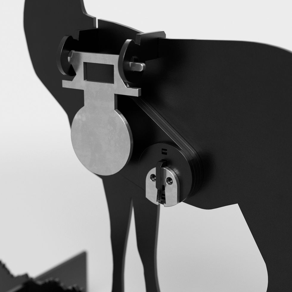 Realistic red deer silhouette field target for airgun shooting with changeable hit zone size made by Steelfly