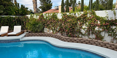 Exterior landscape design with new stone installed