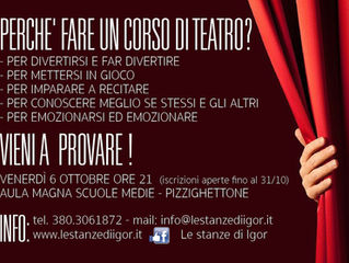 RIPARTONO I CORSI DI TEATRO PER ADULTI A PIZZIGHETTONE