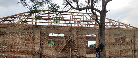 Building the roof of a church building
