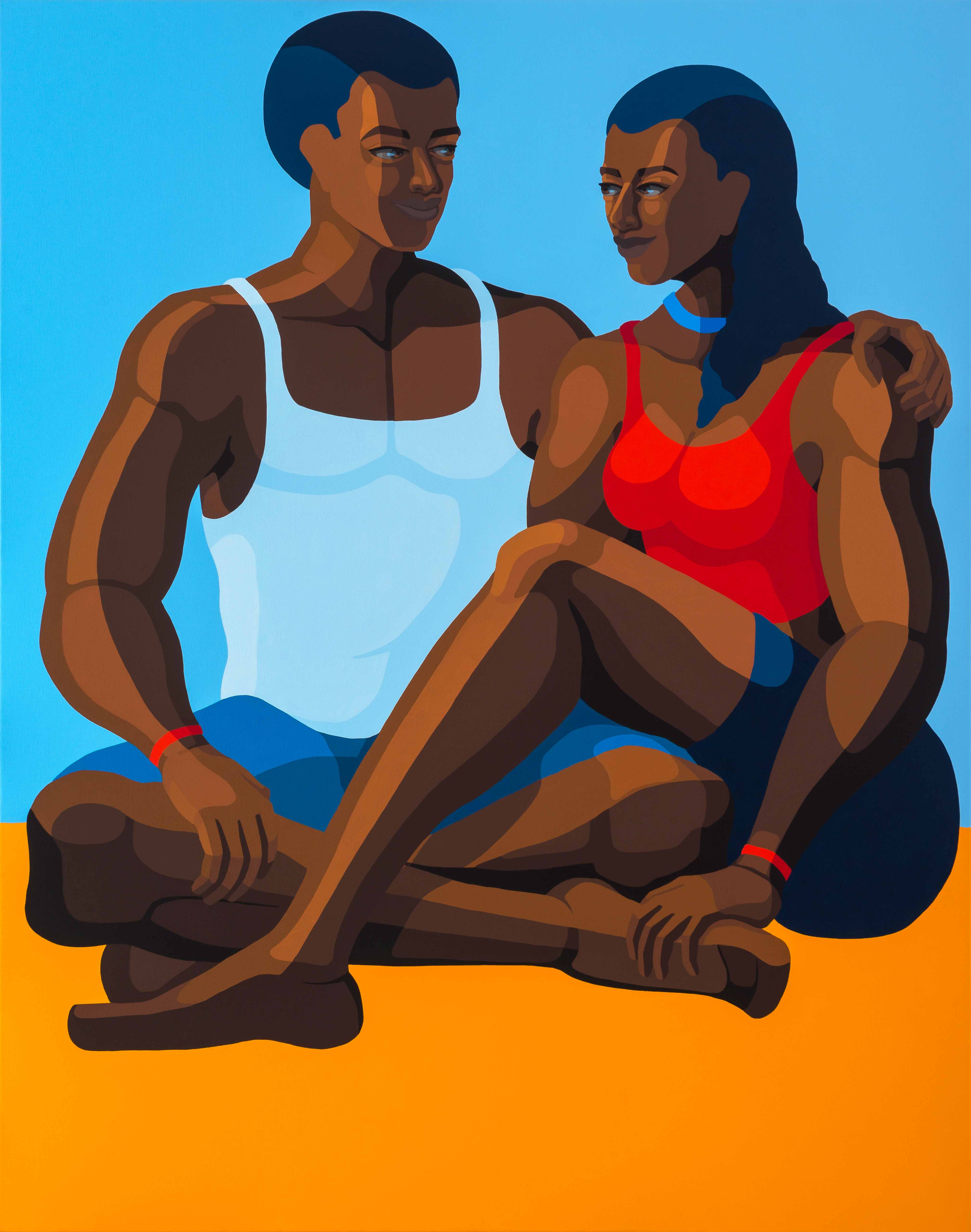 Couple with Red bracelet, 110x140 cm, acrylic on canvas, Nirit Takele 2023.jpg