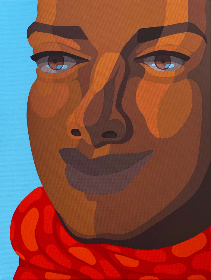 Girl with a red scarf,30x40 cm, acrylic on canvas, Nirit Takele, 2023__edited.jpg