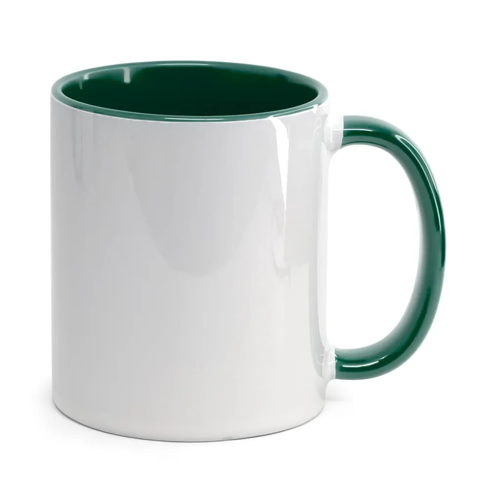 Miniatura: Caneca  de Cerâmica Branca com Alça e Interior coloridos - 325ml