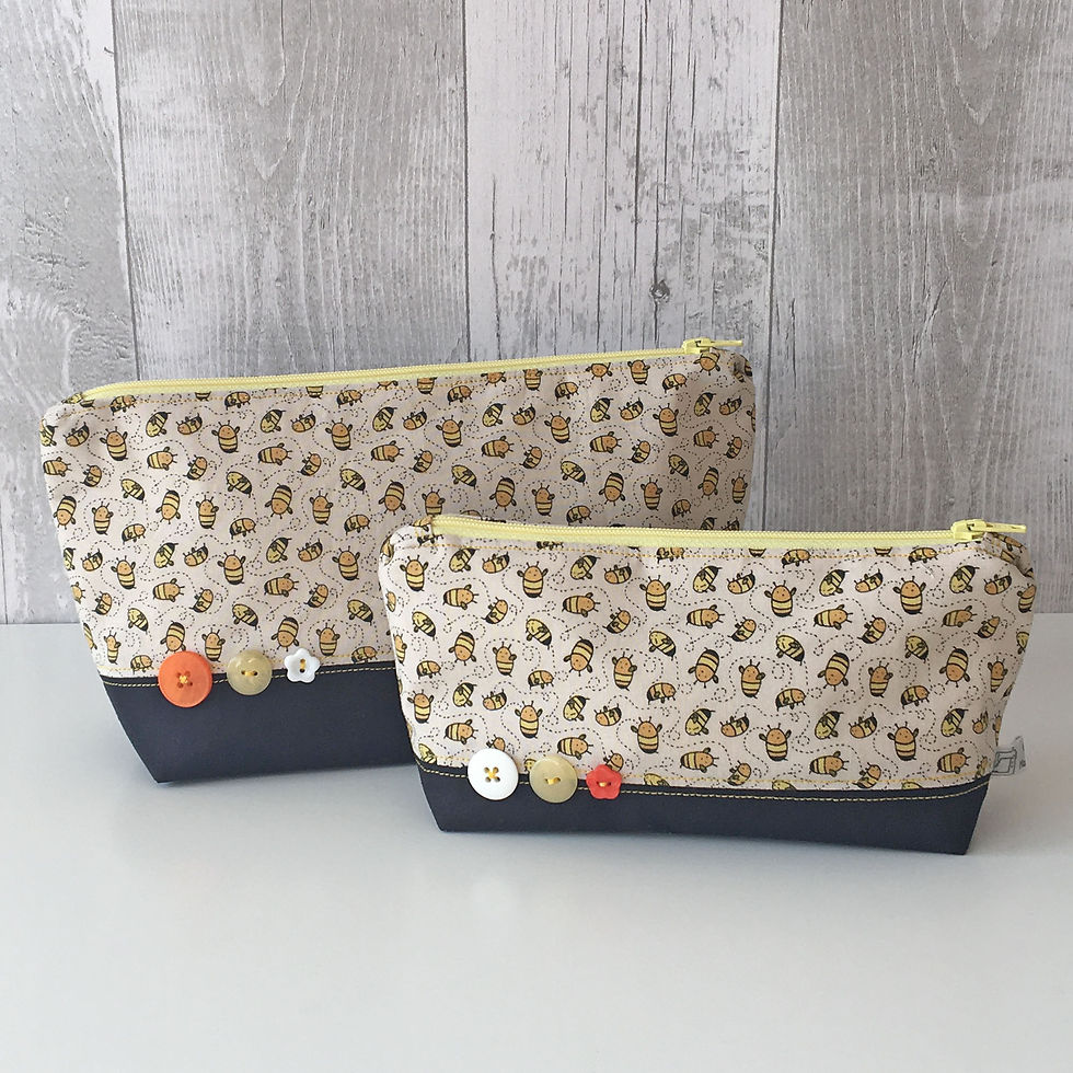 Thumbnail: Handmade Bumble bee Print Makeup Bag
