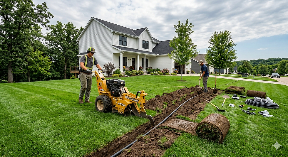 Sod Installation Before Irrigation Installation in Rochester, MN