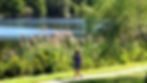 Woman walking along a scenic lakeside path in Franklin Lakes NJ, surrounded by lush greenery, tall grass, and a tranquil lake under a sunny sky. Explore parks and recreation in Franklin Lakes NJ with The Gill Group, trusted Bergen County real estate experts helping buyers find homes near beautiful outdoor spaces.
