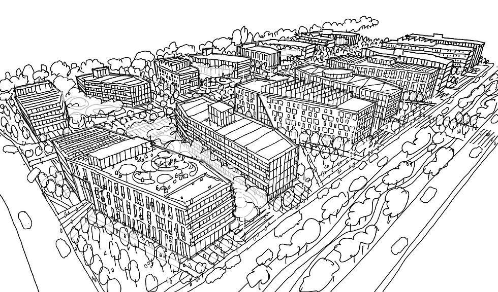 Esquisse du secteur résidentiel de la tuile Terrasses du District
