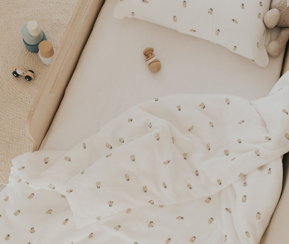 תמונה ממוזערת: סט ציפה 100-140 ס"מ וציפית מבד במבוק -דגם פינגווין