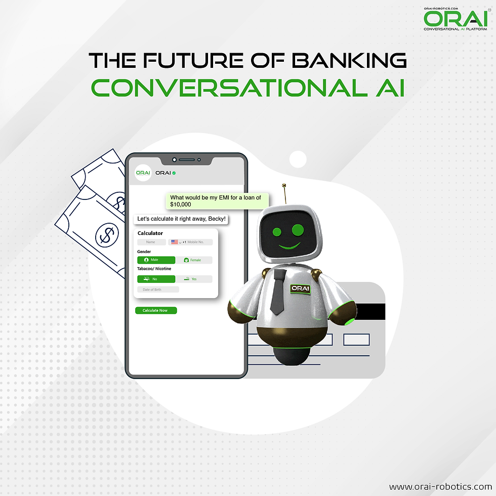 ORAI's image on The Future of Banking: Conversational AI with a chat and a robot