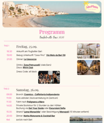 Einblick in einen Bachelorette-Plan