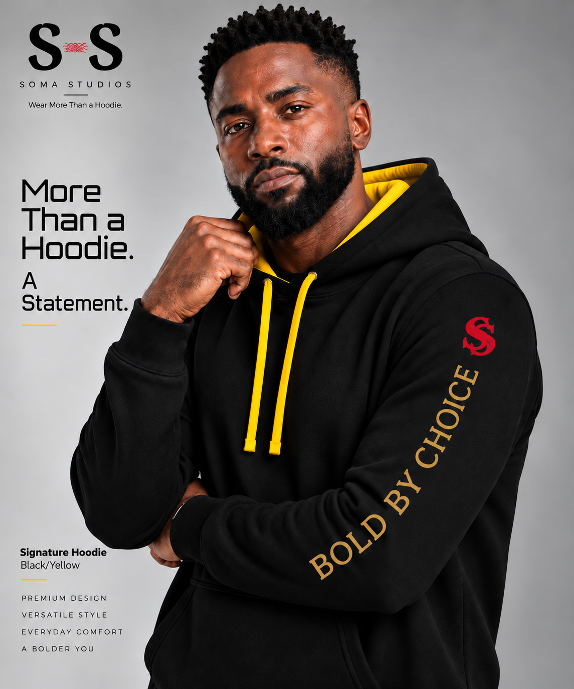 Soma Signature Hoodie – Black/Yellow