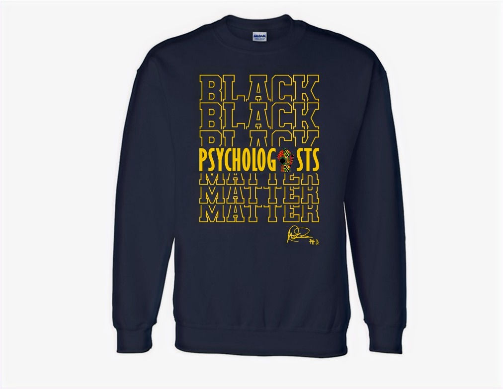 Black Psychologist Matter- Navy/Kente Crewneck x Dr. DéLon Isom
