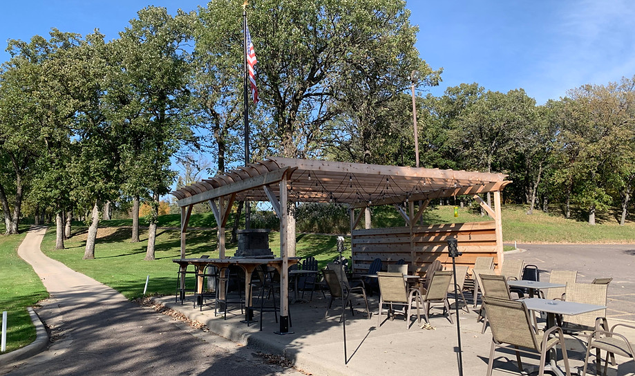 Pergola and American flag