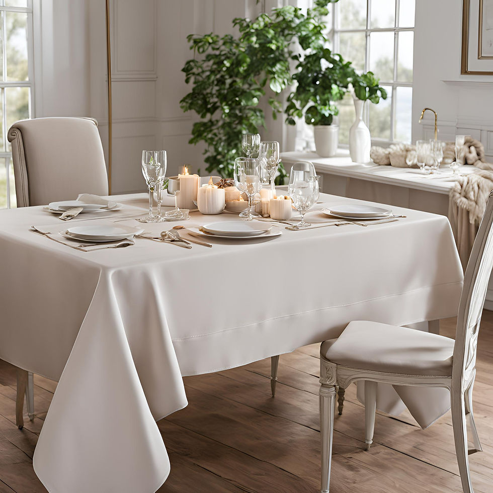 Erstelle ein Produktbild viereckigen Tischdecke. Der Viereckige Tisch sollte auf einem ele