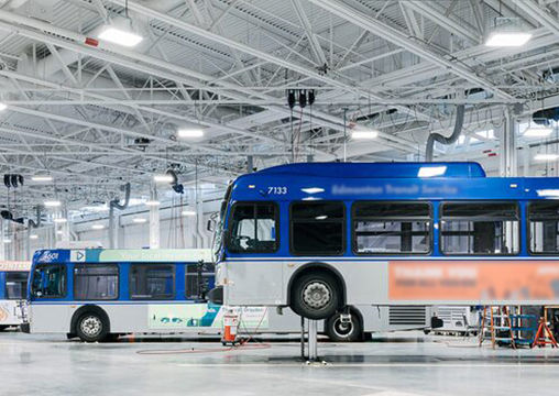 Indoor bus bay where ventiliation is crucial