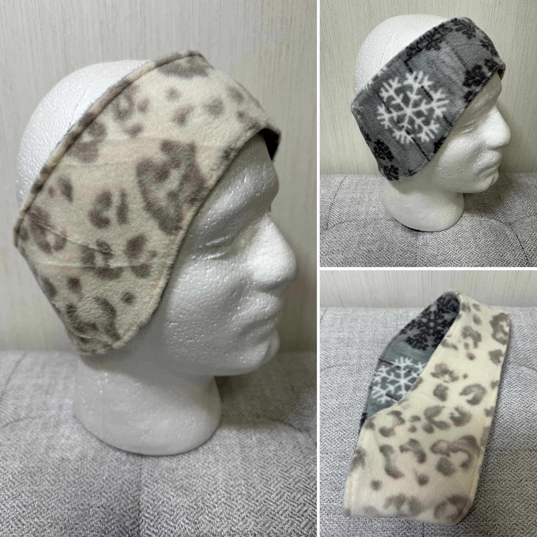 Ear Warmer Headband - Cream Animal/Snowflake