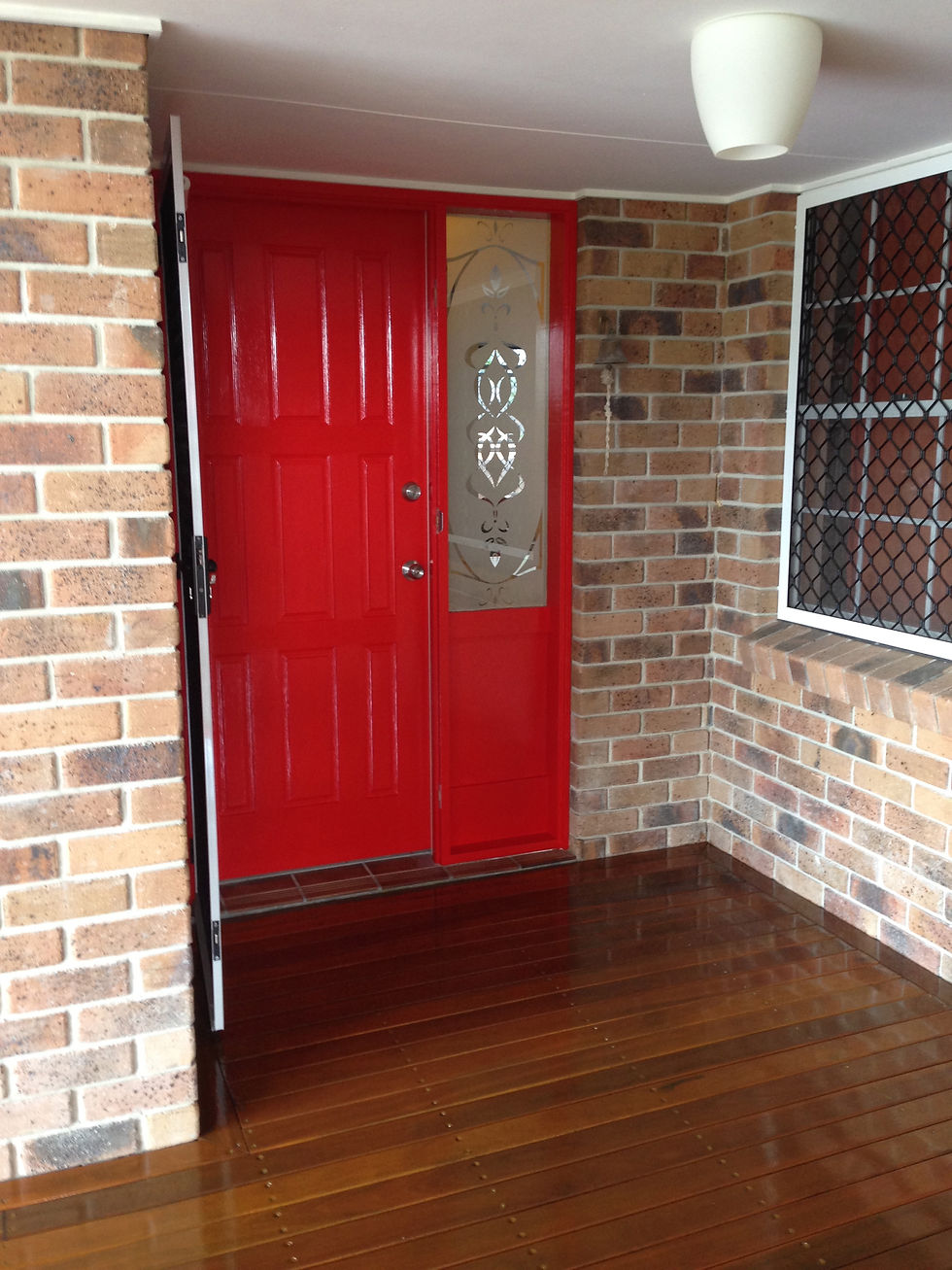 Entrance door and decking