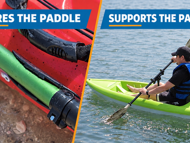 a graphic showing a storage style and an assistive kayak paddle holder
