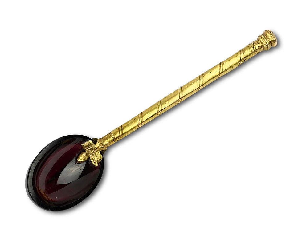Thumbnail: Rare gold handled garnet spoon.  French, mid 16th century.