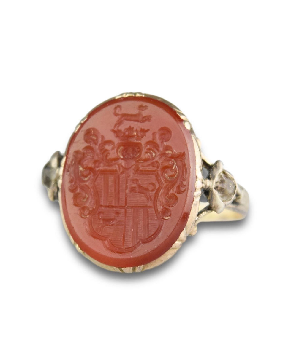 Thumbnail: Gold and carnelian signet ring. German, 18th century.