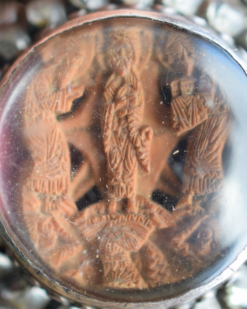 Thumbnail: Diamond set devotional pendant with a micro sculpture. Spanish, c.1700.