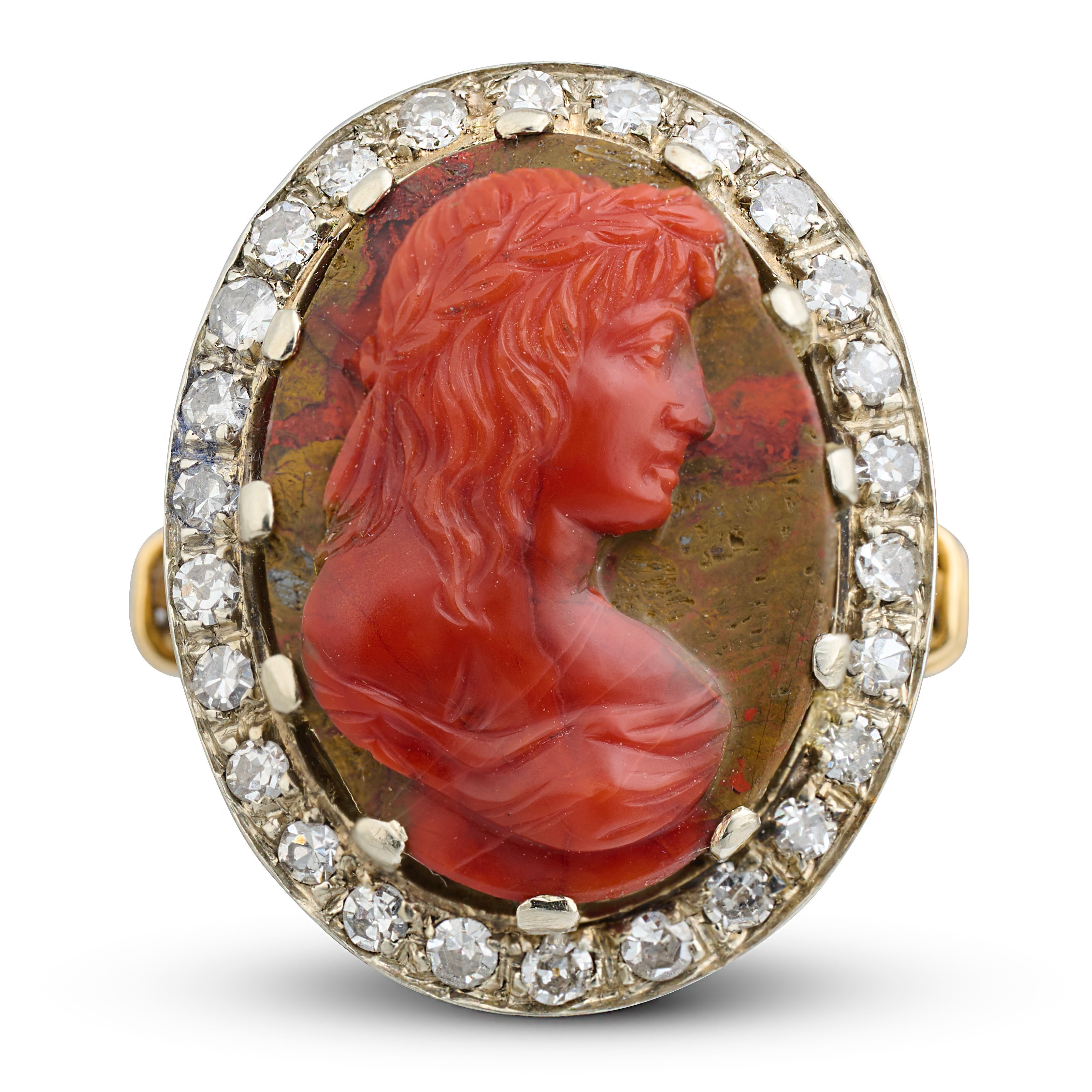 Hardstone Cameo Ring with Classical Muse. Italian, 18th century.