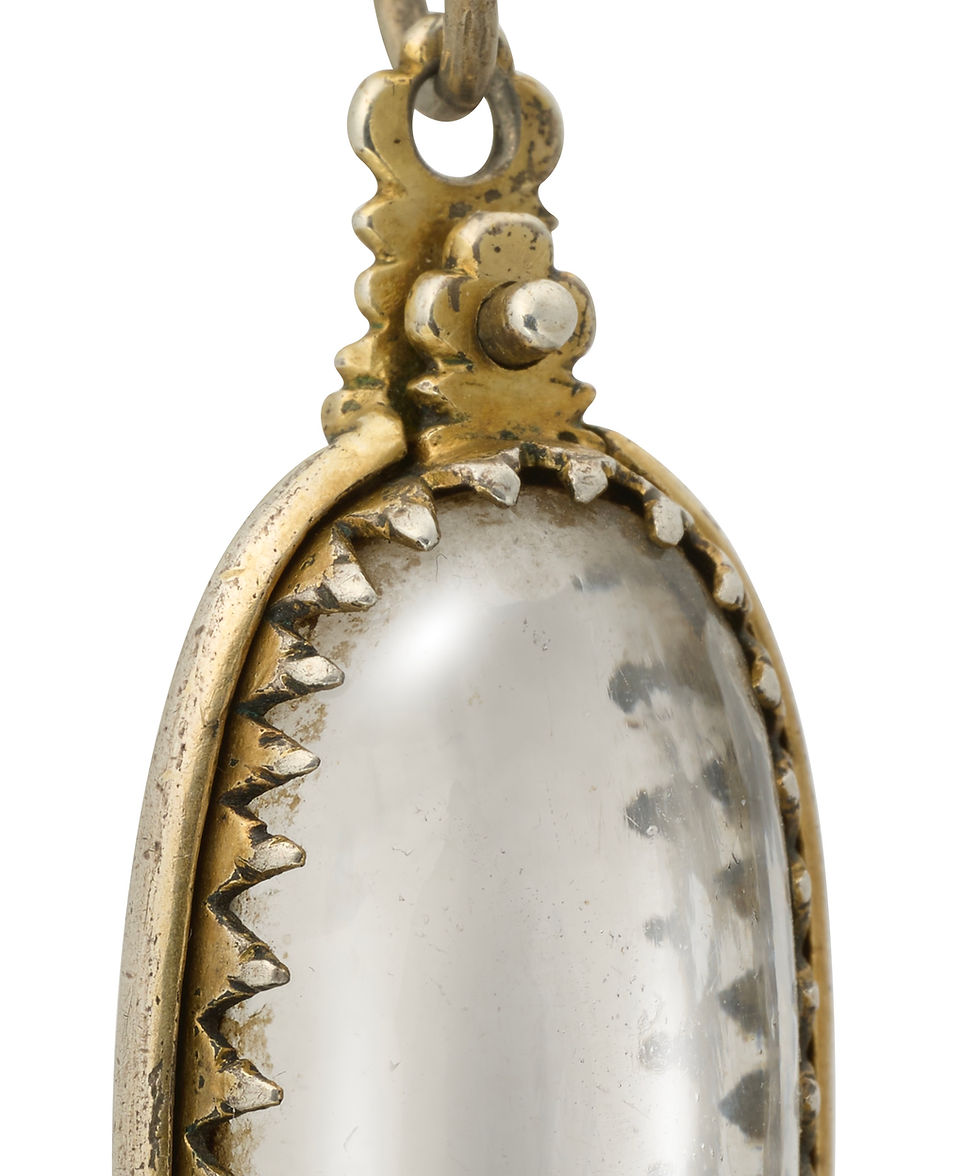 Thumbnail: Silver-Gilt Mounted Rock Crystal Reliquary / Amulet Case.  German, 17th century.