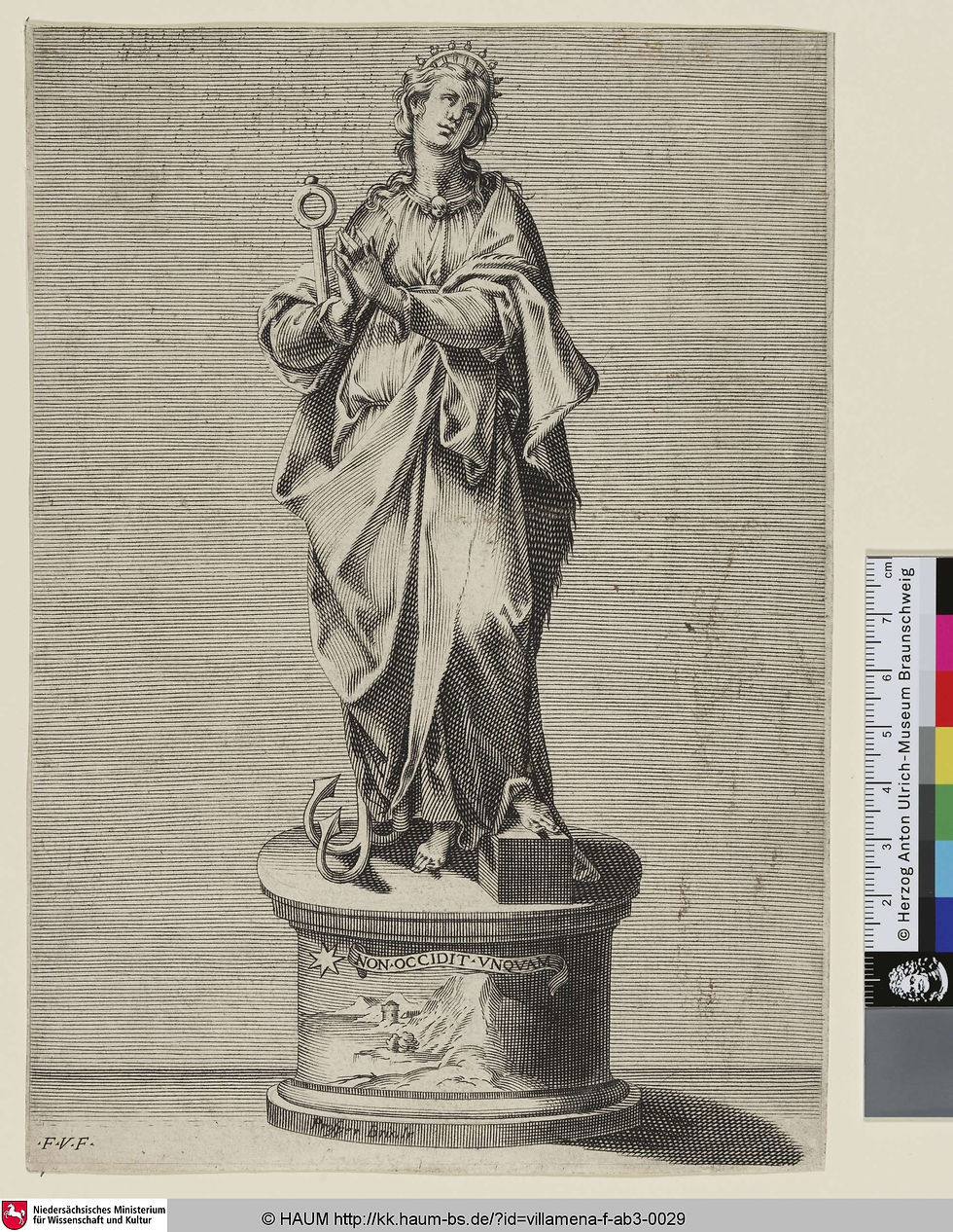 Thumbnail: Oil on copper painting; Personification of Hope. Italian, mid 17th century.