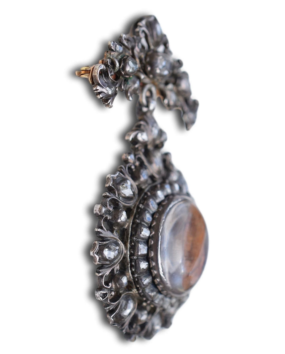 Thumbnail: Diamond set devotional pendant with a micro sculpture. Spanish, c.1700.