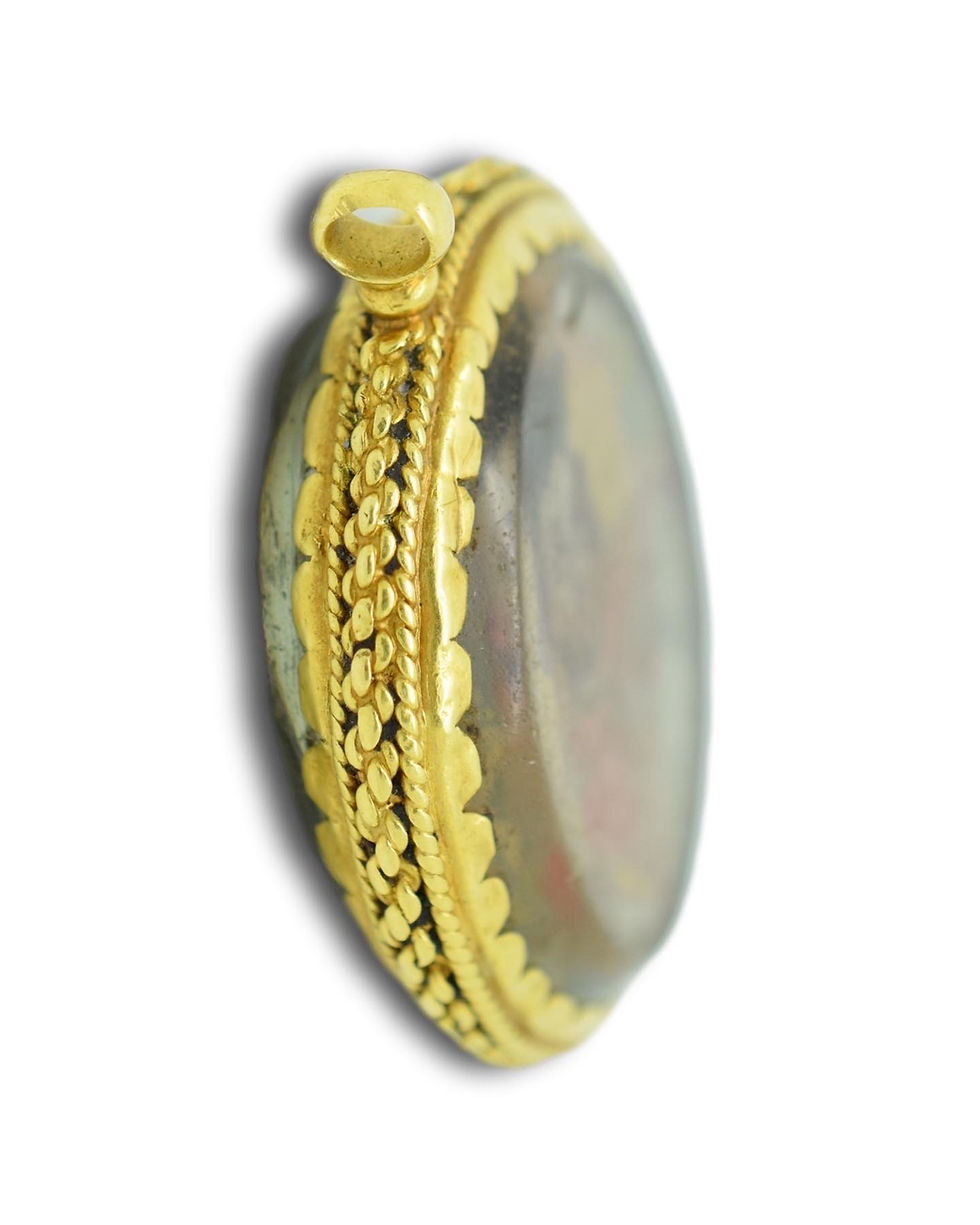 Thumbnail: Gold devotional pendant with miniatures. Spanish, c.1700.