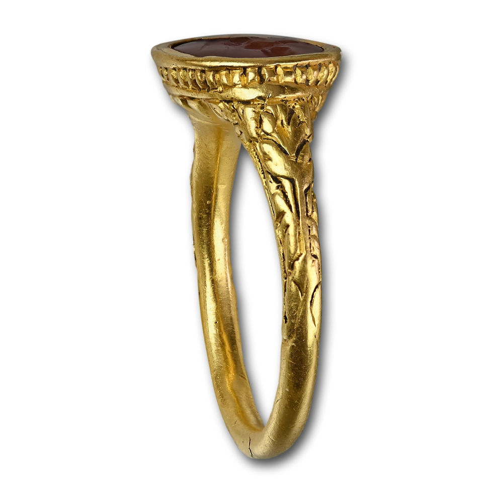 Thumbnail: Renaissance gold ring with an intaglio of warrior. Western Europe, 16th century.