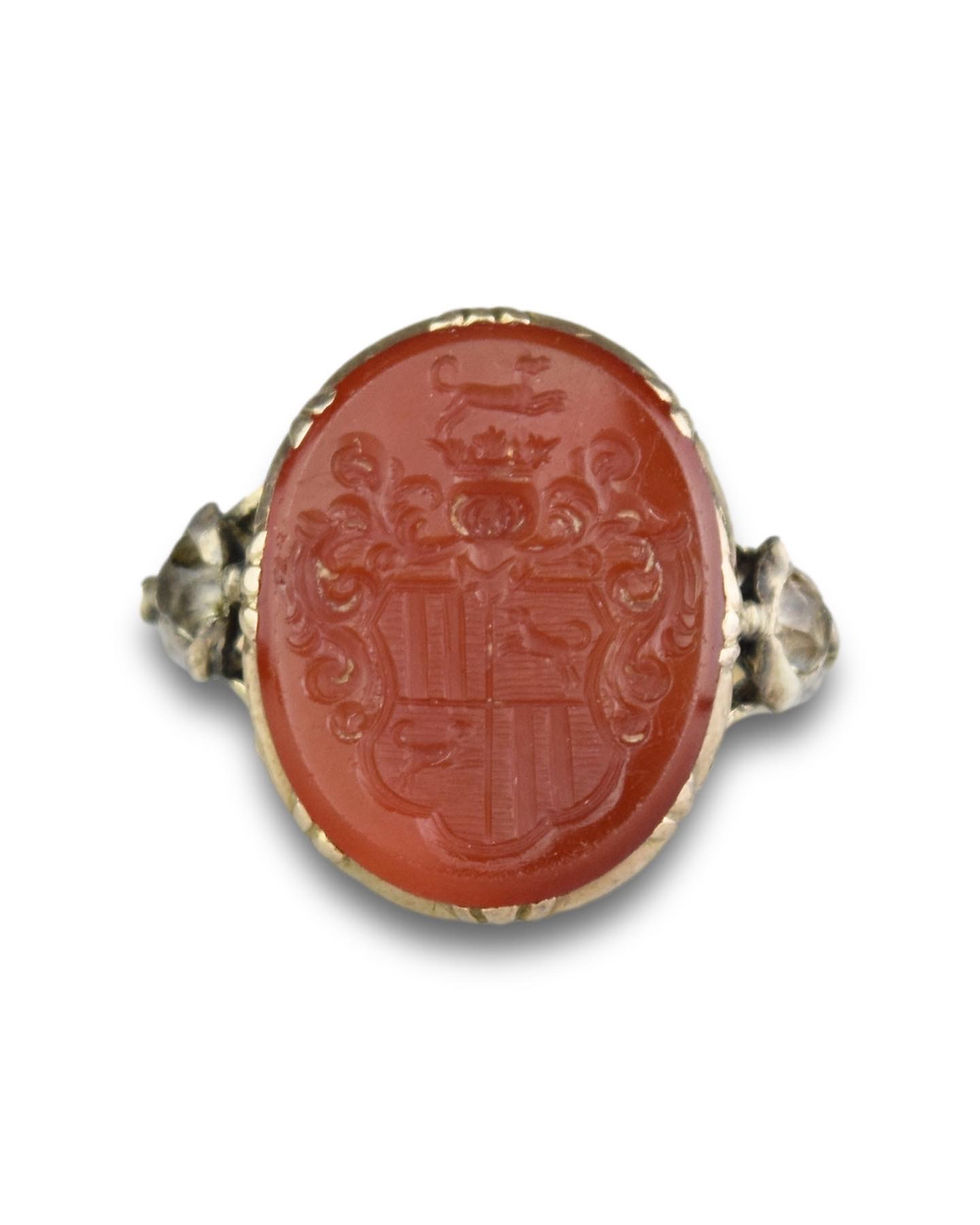 Thumbnail: Gold and carnelian signet ring. German, 18th century.
