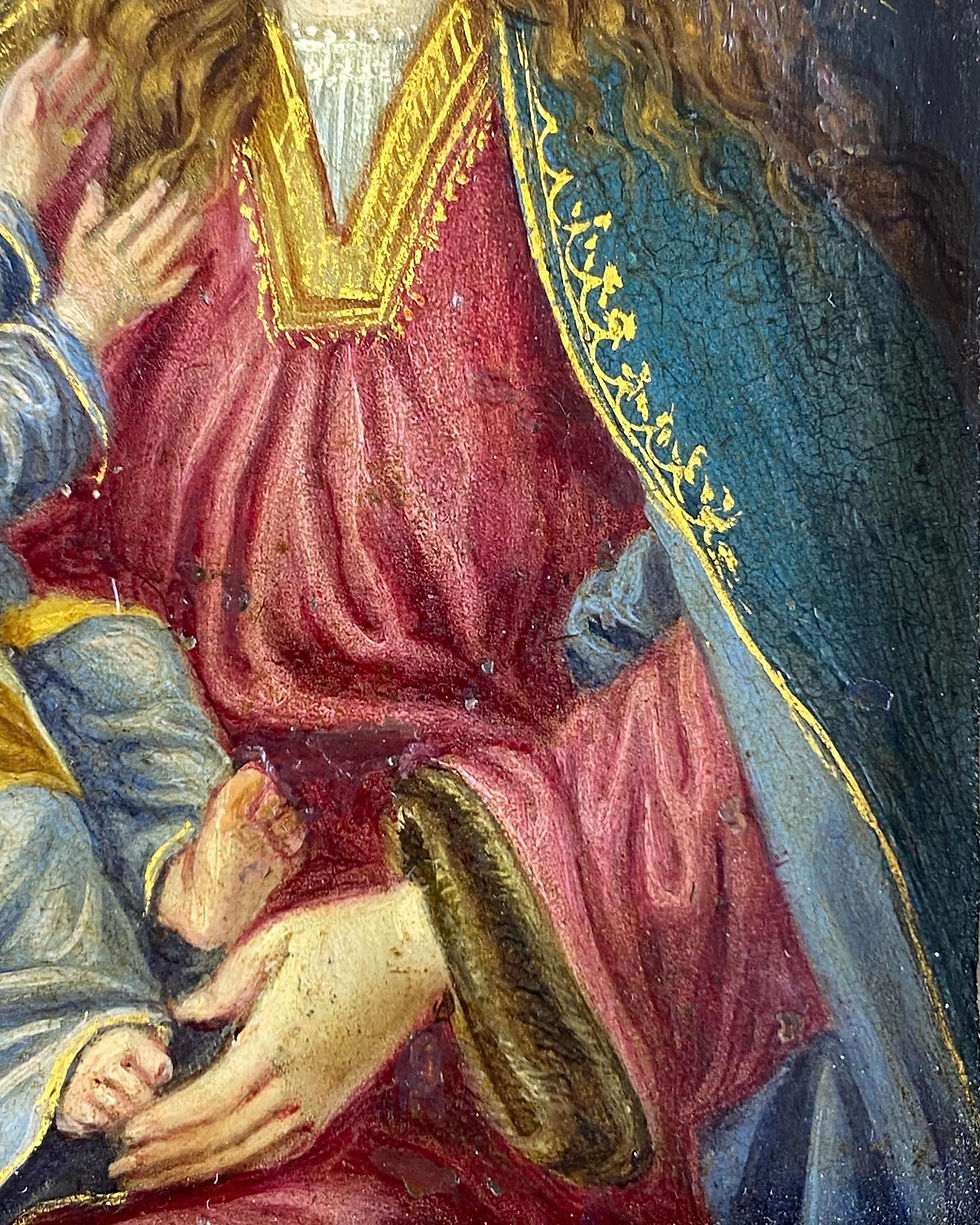 Thumbnail: Cabinet painting of the virgin & child. Spanish, mid 17th century.