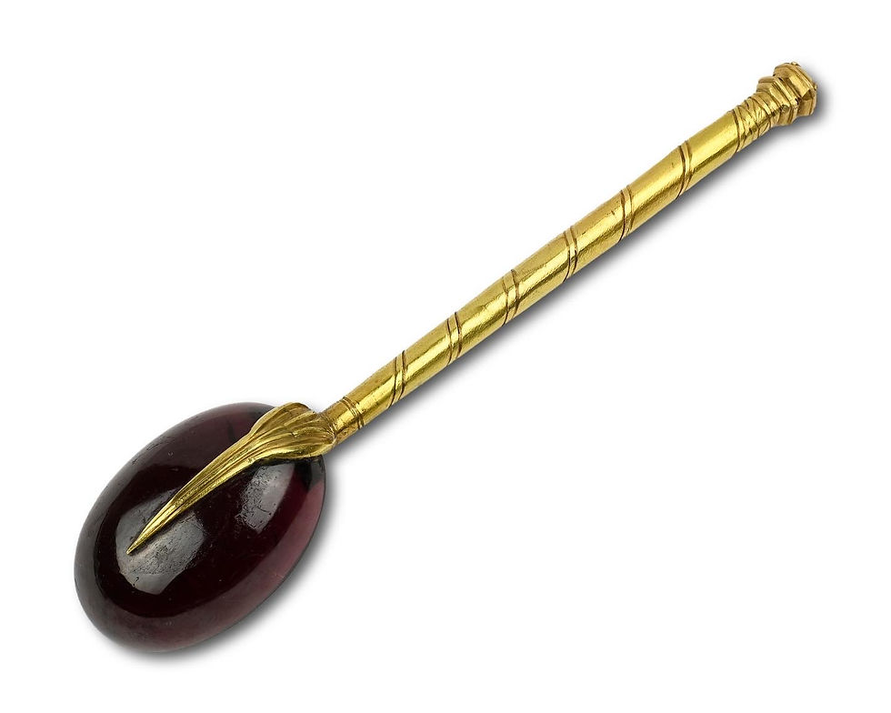 Thumbnail: Rare gold handled garnet spoon.  French, mid 16th century.