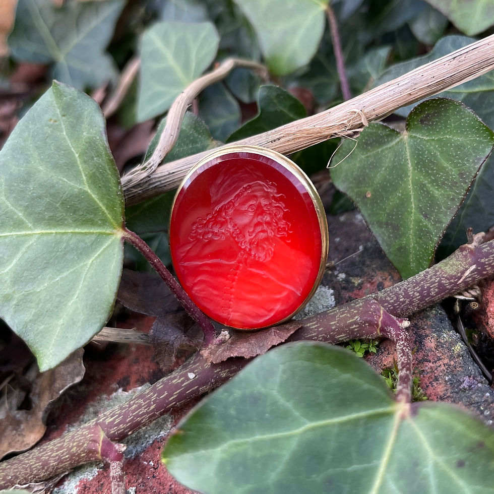 Thumbnail: Gold seal with a carnelian intaglio of Inigo Jones, attributed to Edward Burch.