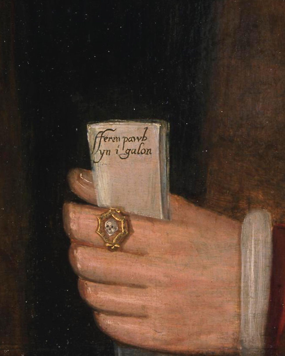 Thumbnail: Tudor ‘deaths head’ ring, with an enamelled skull and the words ‘Memento Mori’.