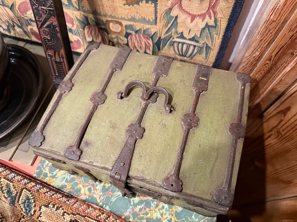 Thumbnail: Gothic wooden casket with iron mounts.  France, 15th century.