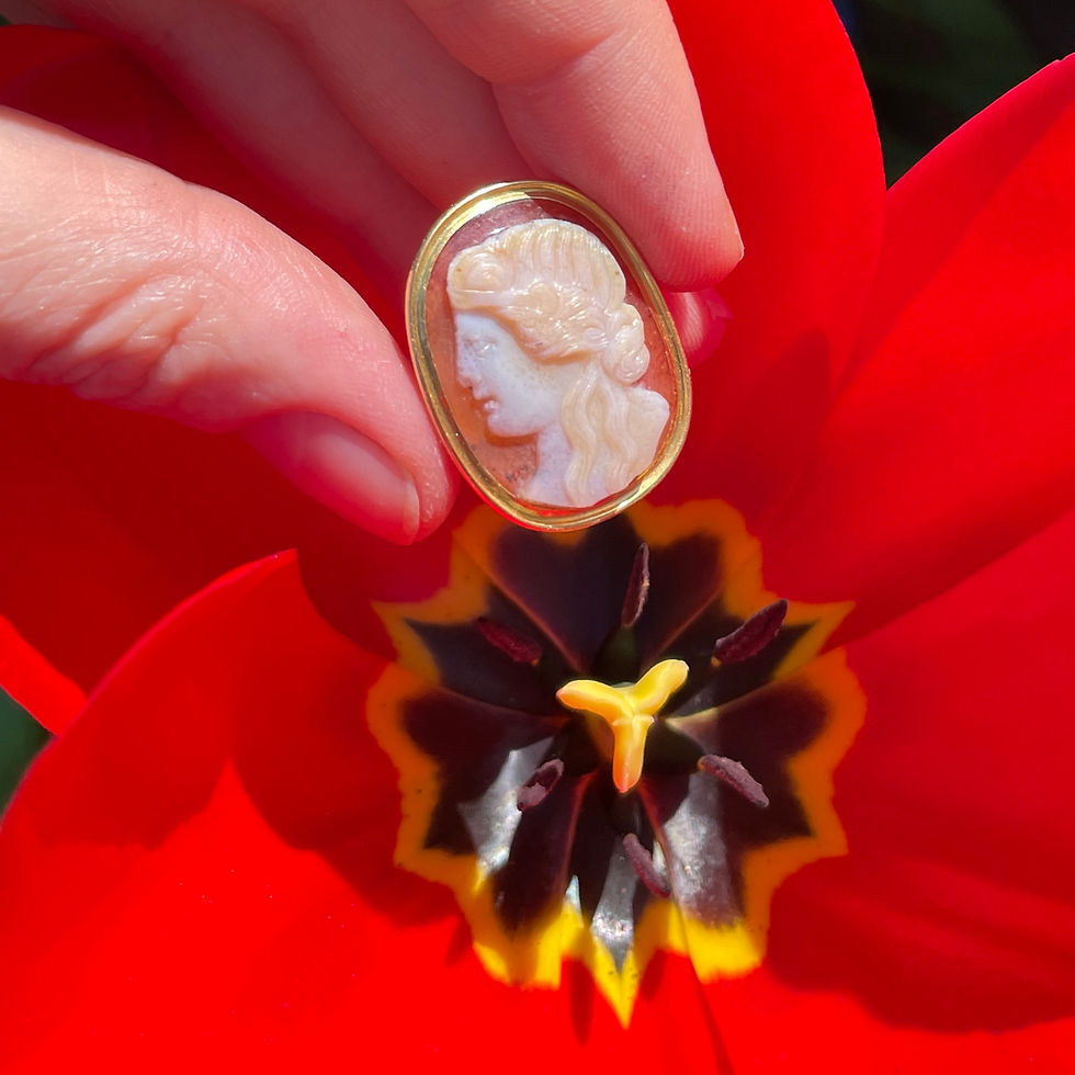 Thumbnail: Georgian gold ring set with a Renaissance cameo of a Muse.