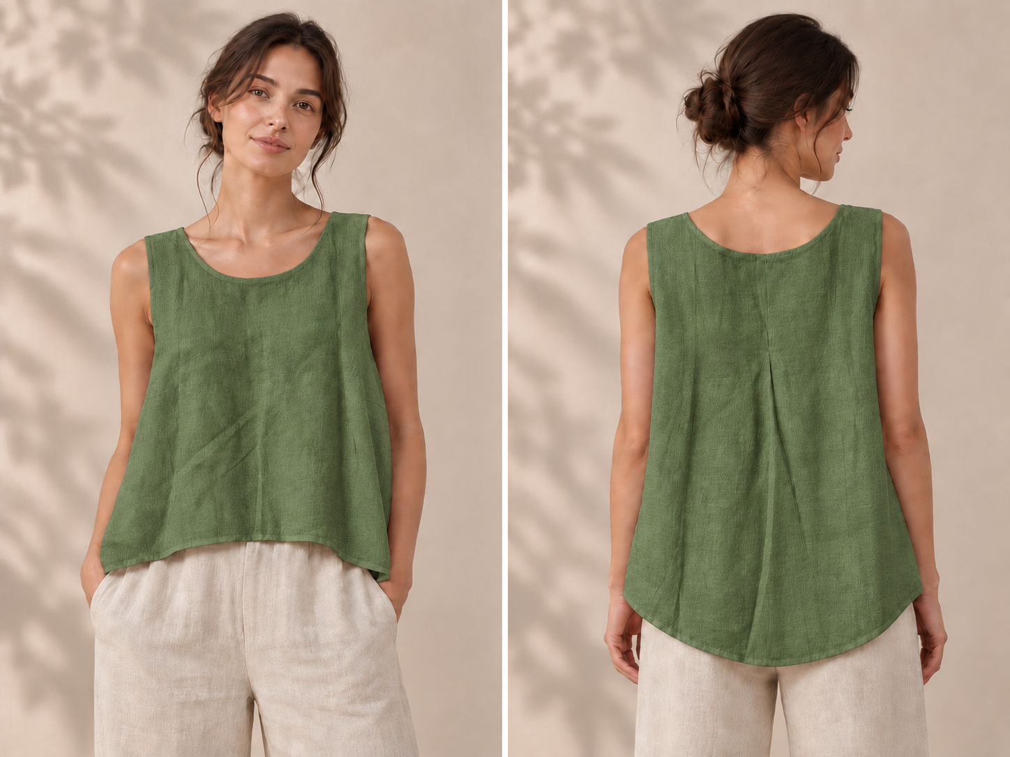 Olive Swing Linen Tank Top