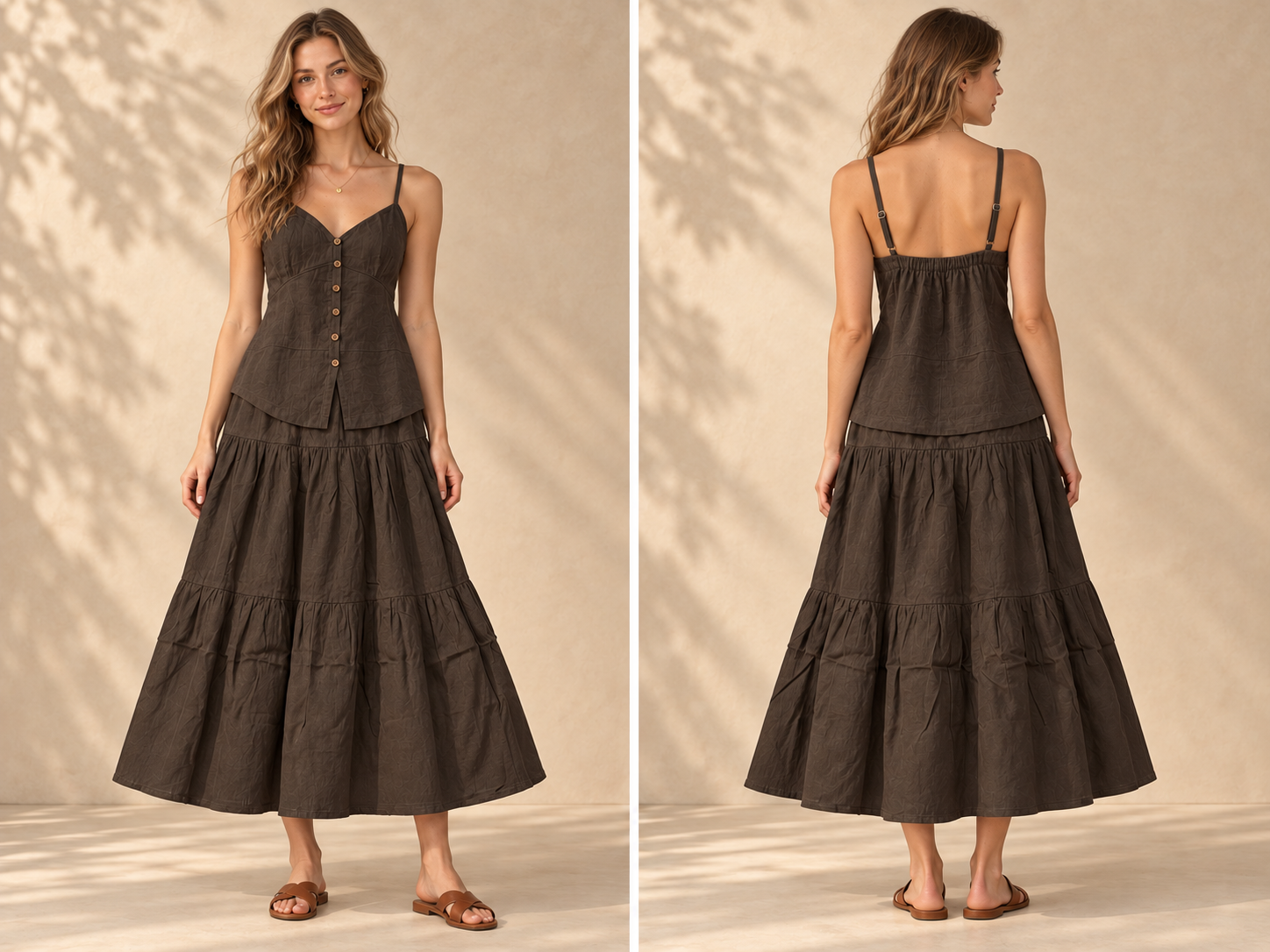 Charcoal Romance Linen Two-Piece Set